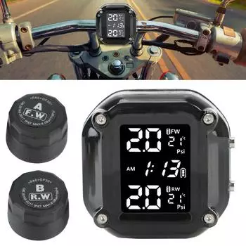 Датчик TPMS для мотоцикла, ЖК-дисплей, система сигнализации контроля давления и температуры в шинах с 2 внешними датчиками и зарядкой через USB only one Manometer
