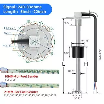 Датчик уровня топлива из нержавеющей стали 240-30 Ом, датчик уровня топлива в баке, датчик уровня масла, индикатор уровня воды в автомобиле, индивидуальный