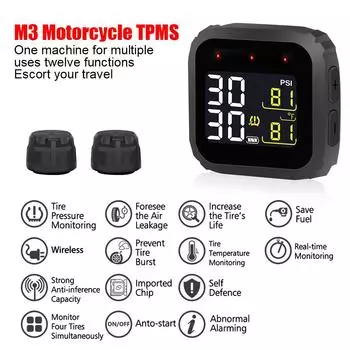 Датчики 0~116Psi/8Bar для мотоциклов TPMS, система контроля давления в шинах, тестер M3, цифровой дисплей для проверки шин, аксессуары для мотоциклов армия зеленый