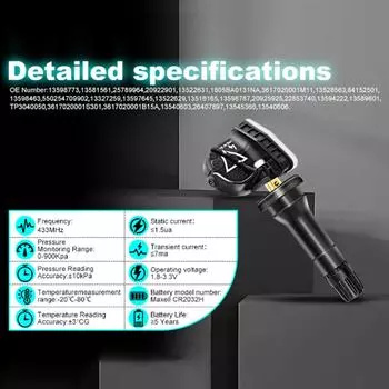Датчики TPMS для Cadillac Mahindra Tata LEEPEE 433 МГц Внутренние датчики Датчики давления в шинах для Buick GMC Chevrolet Holden 1pc