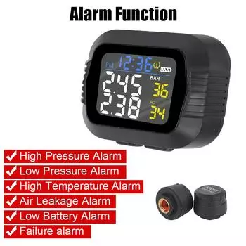 Датчики TPMS для мотоциклов Система контроля давления в шинах Тестер шин Сигнализация ЖК-дисплей Цветной тест мотоцикла для езды по грязи Аксессуары для мотоциклов TPMS