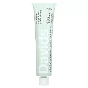 Davids, Зубная паста премиум-класса, отбеливающая + для удаления зубного камня, натуральная перечная мята, 5,25 унций (149 г)