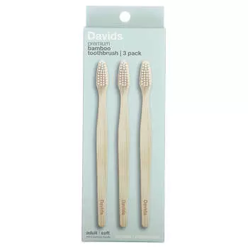 Davids, зубная щетка из бамбука премиум-класса, мягкая зубная щетка, для взрослых, 3 зубные щетки