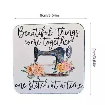 Давайте сошьем, Давайте сошьем печатную подставку под стакан, многоразовый деревянный коврик для стаканов, держатель для напитков, термостойкие износостойкие швейные подарки