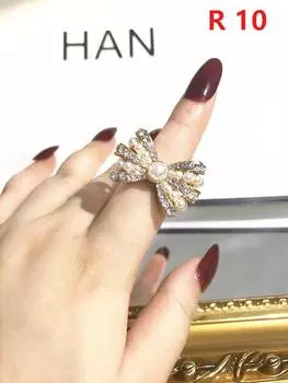 Дэвид Чжан C Стиль Металлический Стразы Жемчуг Открывающееся Кольцо Роскошный Дизайн Открытые Винтажные Кольца Для Женщин Желтая Медь R10