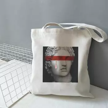 Дэвид Микеланджело, забавная картина маслом, холщовые сумки на плечо, Harajuku, модная сумка для покупок, новый повседневный женский кошелек большой вместительности 24*26cm