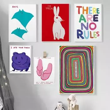 Дэвид Шригли Акула Свинья Собака тапочки настенная живопись на холсте плакаты на скандинавскую тему и принты настенные панно для декора гостиной без рамки 21*30cm