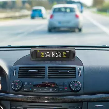Давление в шинах Солнечная энергия Автомобиль TPMS Система контроля давления в шинах Цифровой ЖК-дисплей Системы автоматической охранной сигнализации чёрный