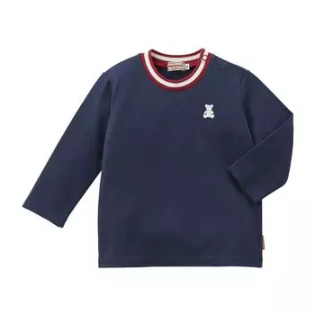 давно сделано в собирается собирается темно-синий [MIKI HOUSE] Футболка, рукав, однотонная, медведь, Япония, мальчики, девочки, младенцы, дети, детская одежда, тёмно-синий