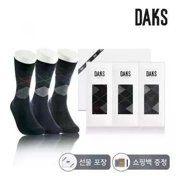 Dax Dax Socks Gentleman Cotton Span Long Tree Color Diamond 3 Pack Set Dk24341 Single item