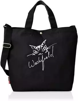 Dayan the cat embroidered tote bag with shoulder strap Shoulder bag Crossbody bag Large capacity Water repellent Black [Wachifield] 2-way (large)