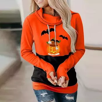 Daydreamer женская толстовка контрастного цвета с элементом Хэллоуина и принтом женская толстовка с длинным рукавом на шнурке для Хэллоуина M озеро синий