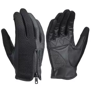 Daytona Motorcycle Genuine Leather Palm Smartphone Punched Partial Mesh XL 46126 Gloves, Spring/Summer, (Goat Leather), Compatible, Leather, Fit, чёрный