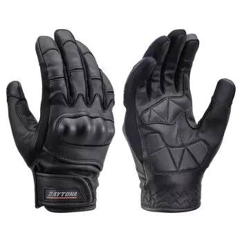 Daytona Motorcycle Gloves Genuine Leather Waterproof Windproof Hard Protector Compatible with Smartphones Goat Protector Winter Gloves Black L Size