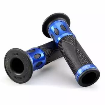 Daytona PROGRIP Motorcycle Grip for Handlebar Diameter 22.2 122mm Standard Rubber End Penetration 728 Type Aluminum Ring Blue 98088