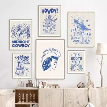 Даже девушки-ковщицы получают блюзовые цитаты, художественный холст, постер, абстрактные дикие западные художественные принты, настенные панно в стиле ретро для декора гостиной 21x30cm No Framed зелёный