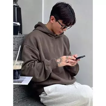 DAZY Мужская однотонная коричневая толстовка с капюшоном, осень, обратно в школу S