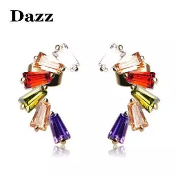 Dazz Мона Лиза красочные маленькие серьги роза кубический друг любовник цветок лист серьги-гвоздики белый