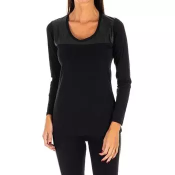 DB750 Женская футболка с длинными рукавами и круглым вырезом для активного отдыха M чёрный