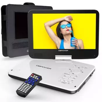 DBPOWER портативный DVD-плеер с автомобильным держателем, портативный DVD-плеер с дюймовым ЖК-дисплеем, 5 часов непрерывного воспроизведения, функция возобновления воспроизведения без ограничений по региону 270 белый