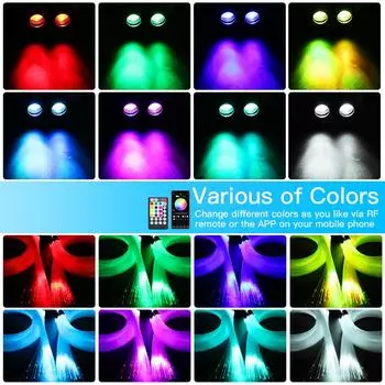 DC12V 16W Twinkle Fiber Optical Star Ceiling Lights Kit RGBW Car Roof Star Light Smart App Sound Control Starry Sky Ceiling Lamp