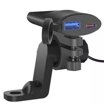 DC12V-24V Автомобильное зарядное устройство для телефона Быстрая зарядка PD+USB Мотоциклетное зарядное устройство для телефона Кронштейн для расширения зеркала заднего вида 6*3.2*5.2cm чёрный