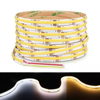DC12V 24V CCT COB Светодиодная лента 608LEDs/M Линейная светодиодная лента с регулируемой яркостью от 2700K до 6500K Сменная лампа для декора кабинета DC12V 3M