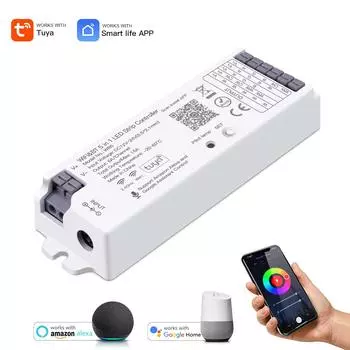 DC12V-24V WiFi 5 in 1 LED RGB Controller Tuya Smart Alexa Google Home Voice Control RGBCCT RGBW CCT Single Color LED Strip Light