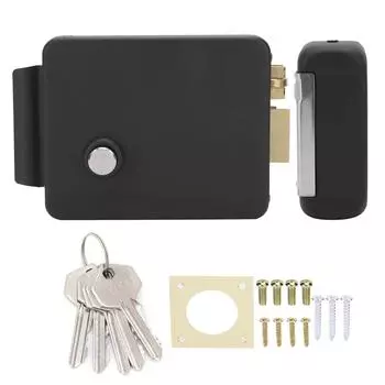 DC12V Электрический дверной замок Соединительный стержень Интегрированная система контроля доступа Правое открытие Черный