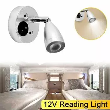 DC12V White LED Spot Reading Light Aluminum RV Camp Boat Wall Bedside Lamp Boat Home Trailer Interior Lighting 3000K