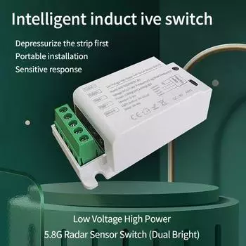 DC24-36V Низкое напряжение Высокая мощность 5.8G Микроволновый радарный датчик Переключатель Многорегулировочный детектор движения тела Светодиодный датчик света Переключатель