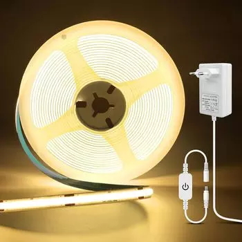 DC24V 1-10M COB Светодиодные ленты с регулируемой яркостью COB Светодиодные ленты с сенсорным диммером для дома, гостиной, кухонных шкафов, декоративного освещения 1M белый