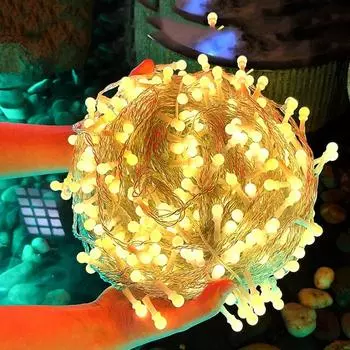 DC24V безопасное напряжение гирлянда в виде шара 100/300/400 светодиодов уличный шар рождественские огни водонепроницаемая гирлянда гирлянда 10M 100LEDS&220V EU UK AU Plug теплый белый