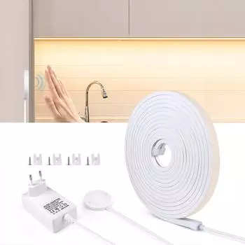 DC24V COB Светодиодная неоновая лента с регулируемой яркостью, проницаемое деревянное зеркало, акриловое беспроводное сенсорное выключатель, декор для комнаты, кухни, ночника 1M