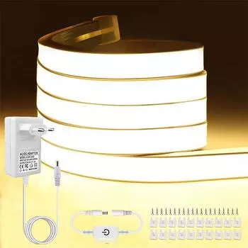 DC24V неоновый свет знак COB светодиодная лента с регулируемой яркостью сенсорный датчик 320LED силикагель веревка лампа трубка гибкий настенный светильник для домашнего декора 1m белый