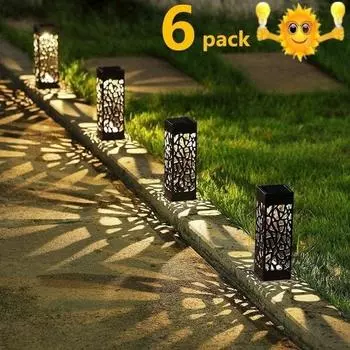 DC2V 0.06W солнечная энергия светодиодный газонный светильник уличный свет 2/4/6 шт полый дизайн чувствительный датчик освещенности IP44 водонепроницаемость для двора 2PCS чёрный