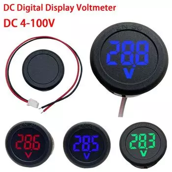DC4-100V цифровой вольтметр светодиодный цифровой дисплей круглый вольтметр автомобильный измеритель напряжения и тока детектор напряжения тестер монитор панель