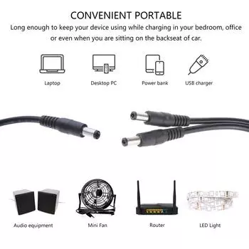 DC5.5x2.1MM силовой разветвительный кабель DC Y-образный силовой разветвительный кабель для светодиодной системы видеонаблюдения 18AWG прочный шнур питания 30 см/11,81 дюйма