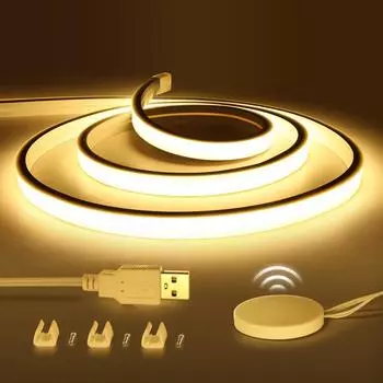 DC5V COB неоновый свет светодиодная лента проницаемая деревянная ручная развертка сенсорный датчик переключатель с регулируемой яркостью неоновая веревка трубка лампа подсветка комнаты декор 1m