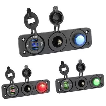 DC 12 В/24 В для автомобиля морской тумблер двойной USB-порт цифровой вольтметр синий