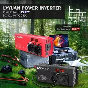 DC 12 В в AC 220 В 1300 Вт непрерывный автомобильный инвертор зарядного устройства адаптер инвертор трансформатор напряжения преобразователь автомобильные аксессуары