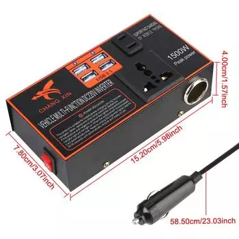 DC 12V/24V в AC 110V/220V 8 портов гнездо прикуривателя USB зарядные устройства прикуриватель адаптер питания преобразователь автомобильный инвертор чёрный