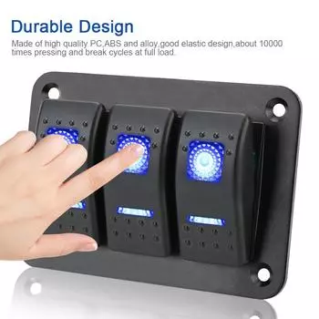 DC 12V/24V With Icon Sticker 3 Gang Rocker Switch Panel Auto Accessories ON/OFF Lights Car Truck Marine Ship Circuit Breaker красный