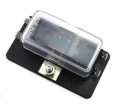 DC 12V 4 Way Blade Fuse Box Holder with LED Warning Light Kit for Car Boat Marine Trike Auto Replacement Parts Fuses Box чёрный