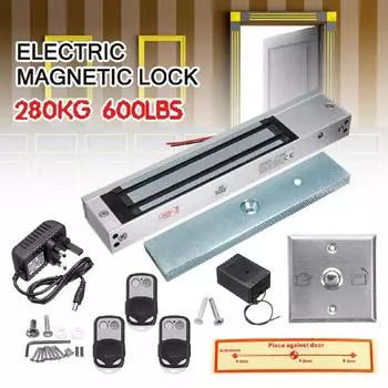 DC 12V AC100-240V 280KG 600LB System Electric Magnetic Door Lock Access & 3 Remote