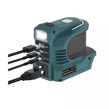 DC 20V to AC 110-120V Power Adapter 18V 20V Multiple Charging Ports Inverter Outdoor Green US Plug