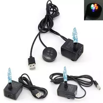 DC 5V 3W USB кабель Водяной насос со светодиодным разъемом Микро Погружной 4-светодиодный насос цветной Аквариум Фонтан Пруд USB 3W