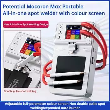 DC 5V 650A Intelligent Spot Welder Maximum Double Pulse Colorful Screen Automatic Integrated Type-C Charge Portable Spot Welder белый