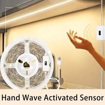 Dc 5V Лампа Usb Motion Led Подсветка Телевизор Кухня Светодиодная Лента Ручной Размахивание Вкл Выкл Датчик Света Диодные Огни Двусторонняя Лента