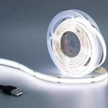 DC 5V USB COB светодиодная лента 320Leds/M Белый/Теплый белый Гибкая лента-шнур Ночник Подсветка телевизора Светодиодная лента 0.5m